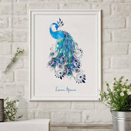 Colorful Peacock Print Poster Wall Pictures Home Decor ,Watercolor Peacock Canvas Art Painting Living Room Modern Decoration