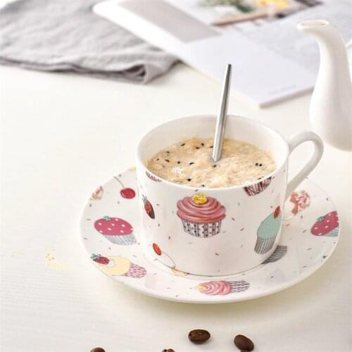 Nordic Creative Ceramic Coffee Cup with Saucer Set Restaurant Afternoon Tea Cappuccino Coffee Cup Milk Breakfast Cup Drinkware