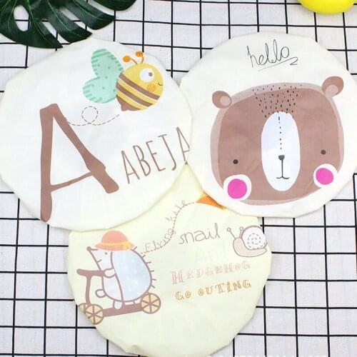 Cartoon Animal Shower Cap Waterproof Plastic Reusable Bath Caps For Kids Women Elastic Band Hair Cover Bathroom Accessories
