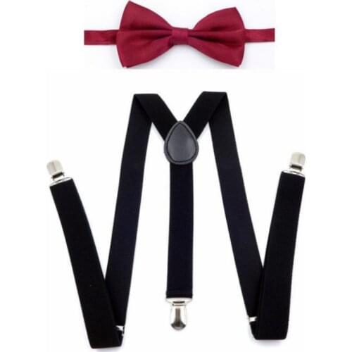 Mens Suspenders Bow Ties Set Women Braces Bowtie Y-back Adjustable Clip-on Elastic Suspender Mens Belts Straps