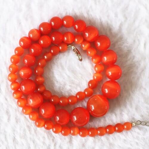 Newly multicolor cat eyes stone 6-14mm hot round beads diy fashion Jewelry necklace making 18"B622