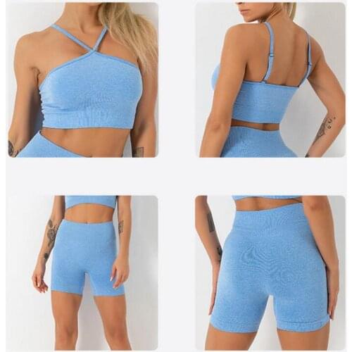 New style 2pcs/set Women Yoga Set Seamless Leggings Gym Clothes Sports Bra Fitness Top High Waist Sports Suits sports shorts+Bra