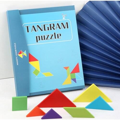 Educational Puzzles Wooden Creative Toys Magnetic Puzzle Jigsaw Tangram Montessori Learning Toy Thinking Training Wooden Toys