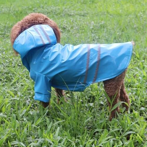 Pet Spring And Summer Water Seepage Travel Raincoat Night Travel Reflective Strip Warning PU Hooded Rain Poncho