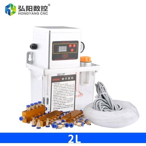 Full set 2L Fully Automatic Lubrication Pump 220v Single screen Oil Lubrication Pump for CNC ROUTER