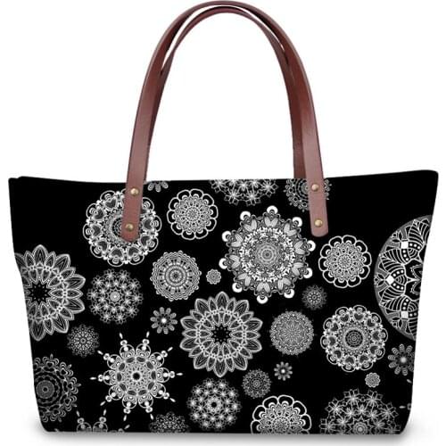 ELVISWORDS Luxury Handbags Shopper Bag Mandala Printing Shoulder Bags For Women Tote Bags Brand Fashion Womens Handbag Bolsas