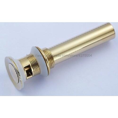 Luxury Gold Color Brass Bathroom Lavatory Sink Pop Up Drain Brass Vanity Vessel Sink Drain With Overflow Nsd038