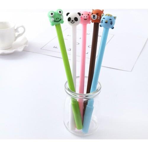 Ellen Brook 1 Pcs Kawaii 0.5mm Black Ink Cartoon Cute Animals Cat Panda Gel Pen Unisex Pen School Office Supplies Gift