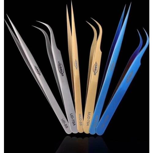SAYTL 2019 Precision Industrial Tweezers Anti-static Curved Straight Tip Stainless Forceps Phone Repair Hand Tools Sets