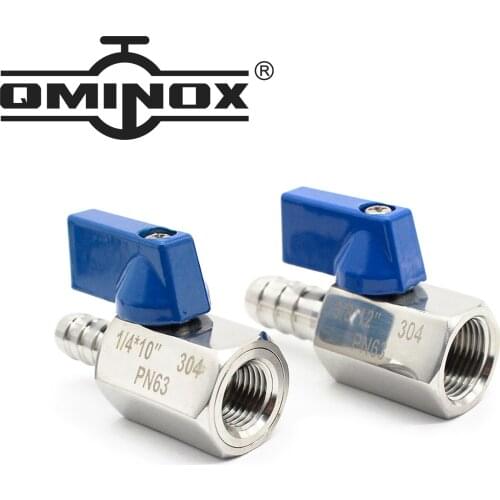 BSP Female To Hose Barb Mini Ball Valve SS 304 1/8 1/4 3/8 1/2 to 7mm 10mm 8mm 9mm 12mm Hose Connectors For Homebrew Beer