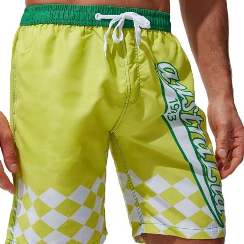 Casual Trunks Men Summer Quick Dry Shorts Letter Print Lace Up Beach Surf Loose Casual Shorts For Men