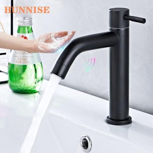 Touch Basin Faucet Black Bronze Single Cold Bathroom Faucet Stainless Steel Sensor Bath Mixer Tap Touch Bathroom Mixer Faucets