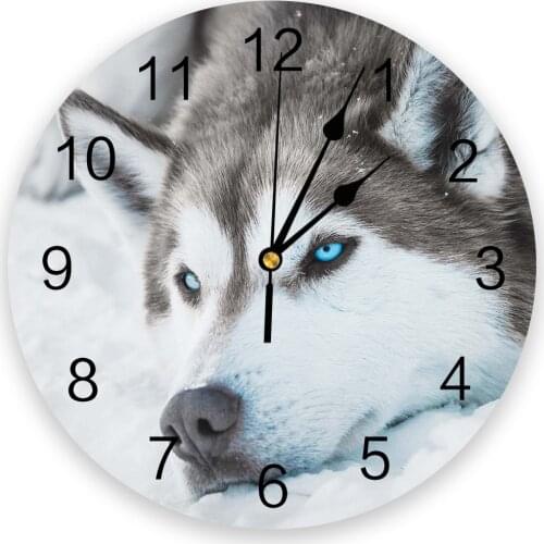 Snowfield Wolf Modern Wall Clock For Home Office Wall Decoration Living Room Bathroom Decor Needle Hanging Watch
