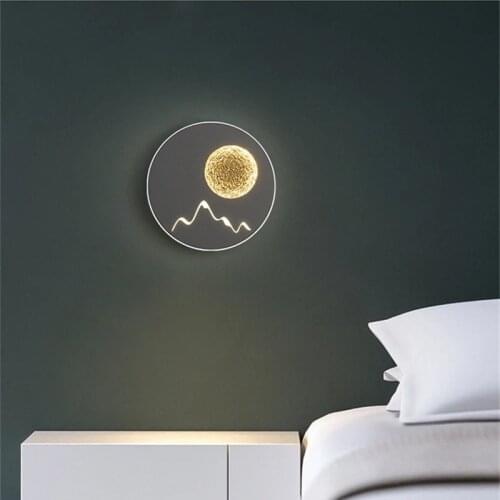Modern Simple Nordic LED Wall Lamp 18W Snow Mountain Moon Romantic Bedside Sconces Light For Indoor Bedroom Corridor Stair Decor
