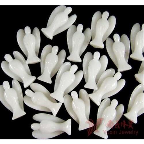 5pcs/lot NEW Natural White Jades Standing Angel Statue Carved Angel Wing Figurine Pendant Classic Jewelry for Family Gift TS10A