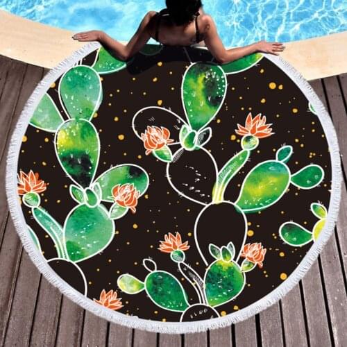 Bath Beach Towels Round Large Tassel Towel For Living Room Printed Summer Beach Microfiber Round Fabric Blanket Home Decorative