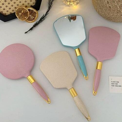 Insts-style Retro Vanity Mirror зеркало In Student Decor Lovely Dormitory With Handle Makeup Small Portable Mirrors For Women