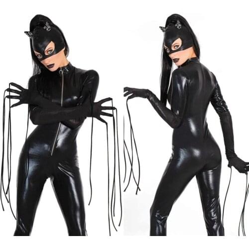 Womens Gothic Fashion Black Overall Catsuit Jumpsuits & Playsuits Costume Club Wear P16018
