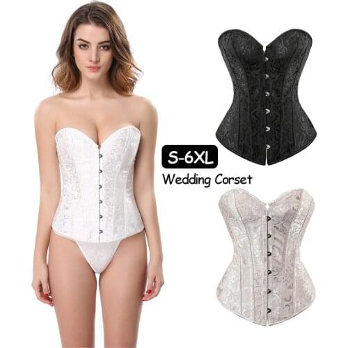 Womens Fashion White Wedding Waist Training Overbust Corset Maternity Postpartum Corsets Bustiers Plus Size Steampunk Sexy Top