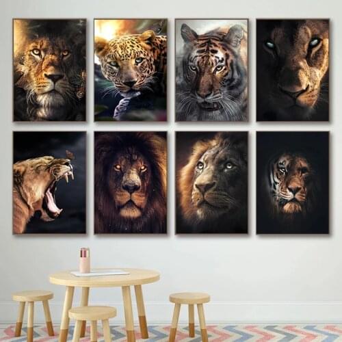 Animals Art Canvas Paintings On The Wall Art Posters And Prints Lion Tiger Leopard Animals Art Canvas Pictures Home Decoration