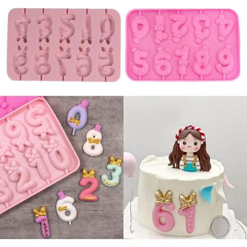 0-9 Digital Bowknot Top Hat Silicone Mould Cheese Chocolate Mold Birthday Cake Decoration Candle Baking Tools Accessories