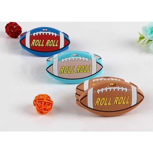 Kovict 1pc New Rugby Silicone Teether Baby Chewable Teething Molar Toys BPA-Free Childrens Pacifier Chain Accessories