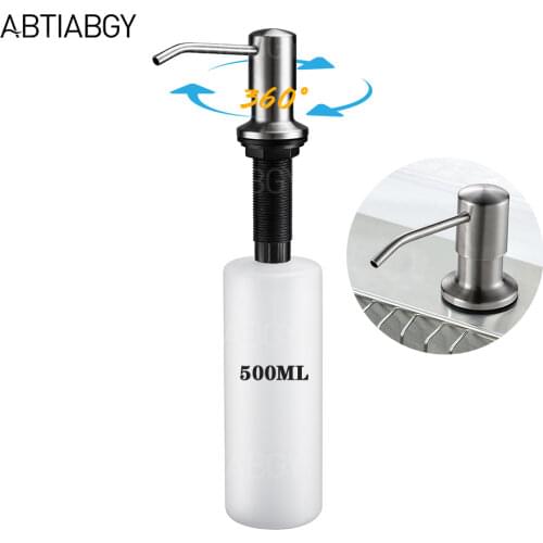 1PC Stainless Steel Liquid Soap Dispenser For Kitchen Bathroom Sink Convenience Soap Bottle Built-in Lotion Pump 500ml