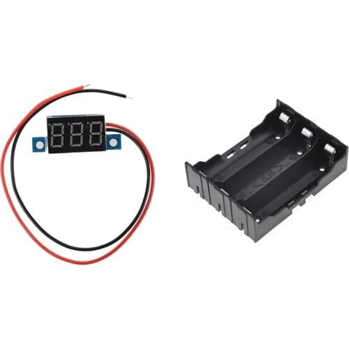 1 Pcs Mini Digital Voltmeter LED Voltage Display Panel Meter & 1 Pcs DIY Battery Holder with 6 Pins