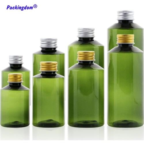 10pcs Plastic Bottles Empty Aluminum Cap Silver Gold Light Avoid Bottle Cosmetic Packing Container Tube 50ml 100ml 150ml 200ml