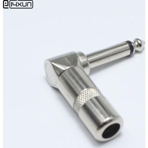 2pcs 6.35mm / 6.5mm 2 Pole Mono Amplifier Microphone Plug 6.35 / 6.5 90 Degrees Audio Connector TRS Plug