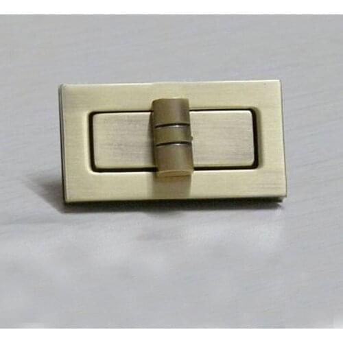 20 Metal Rectangle Twist Bag Lock, 47mm x 25mm Brushed Brass Flap Purse Bag Lock