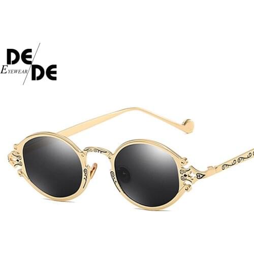 2019 New Small Oval Punk Sunglasses Women Brand Design 2019 Metal Round Vintage Men Sun glasses Goggles UV400