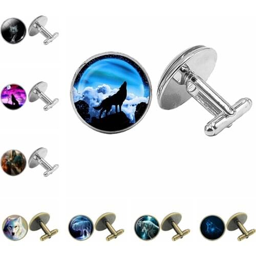 2020 New Wolf Totem Snow Wolf Badge / Bronze Cufflinks Gothic Glass Convex Mens Cufflinks Gifts