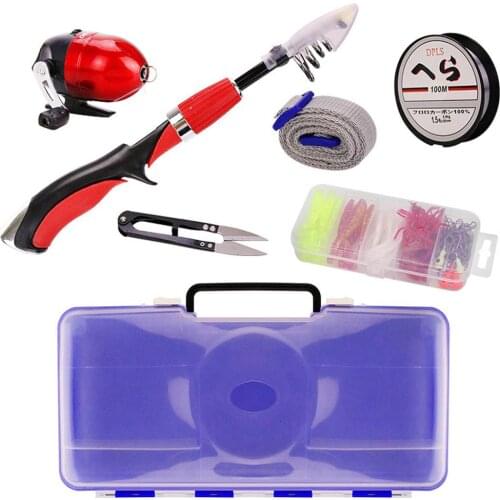 60PCS Children Fishing Rod Set Portable Telescopic Fishing Rod Reel Kit Children Beginners Family Outdoor Activities