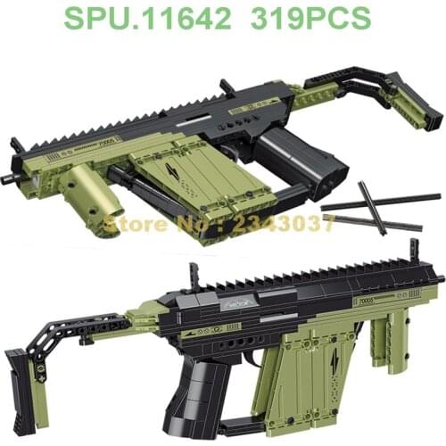 70005 319pcs Military Weapon Gun Vector Submachine Gun Smg With Bullet Building Blocks Toy