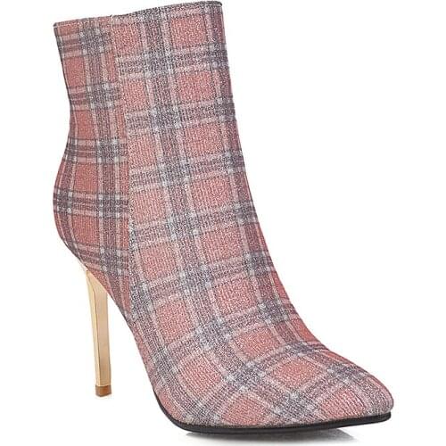 Aimaylen Autumn High Heel Boots 33-43 Women Shoes Spring prints Ankle Boots Ladies stiletto Zipper Point Toe