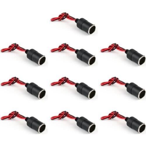 Areyourshop 10x Female Jack Car Cigarette Lighter Adapter Socket DIY Cable Solder 18AWG 330mm