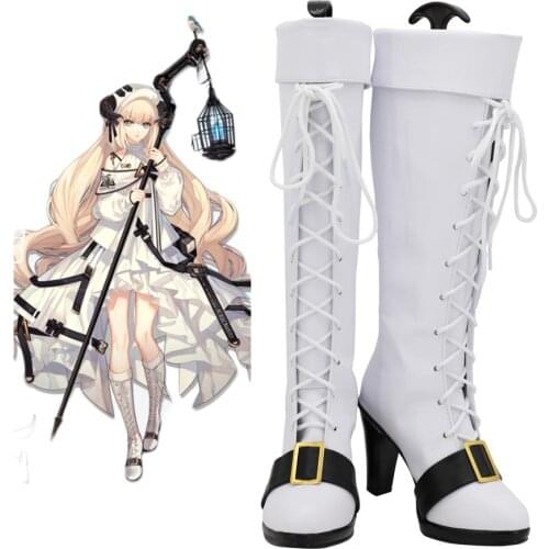 Arknights Nightingale Cosplay Boots White High Heel Shoes Custom Made