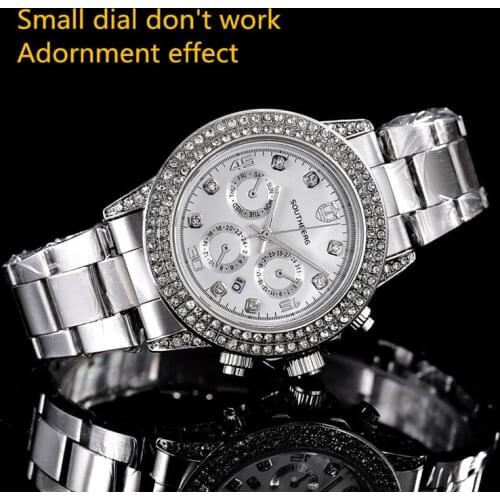 NEW Top Luxury Brand SOUTHBERG Men woman Watches rhinestone Date Clock Male Steel Strap Casual Quartz Watch Wrist Watch