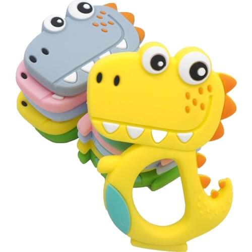 Chenkai 50PCS Silicone Dinosaur Teethers Baby Cute Cartoon Teething BPA Free For DIY Infant Dummy Sensory Pacifier Accessories