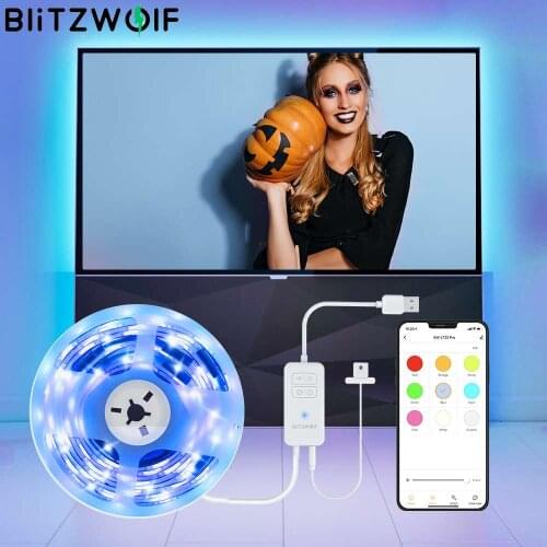 BlitzWolf BW-LT32 Pro Smart USB RGB TV PC Strip Light Kit LED Lighting Sync with Screen Color APP Remote Control Voice Control