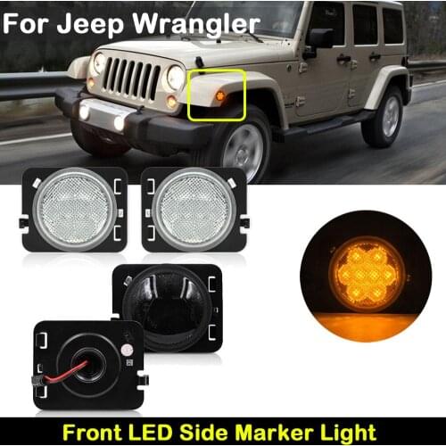 For Jeep Wrangler JK 2007-2017 Clear Lens or smoked lens car front LED side marker lamp amber Turn Signal Light