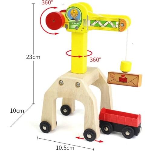 EDWONE Move Crane and One Tender Beech Wooden Railway Train Circular Track Accessories fit for Biro