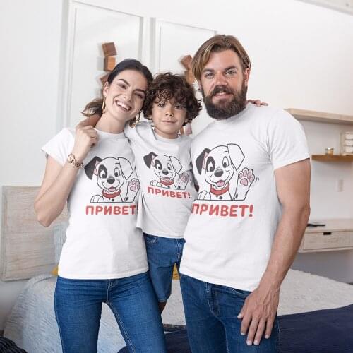Family T shirt Mommy and Me Clothes Cute 101 Dalmatian Graphics Adult Unisex Short-Sleeved Summer Casual Kids Boy Girl T-shirt