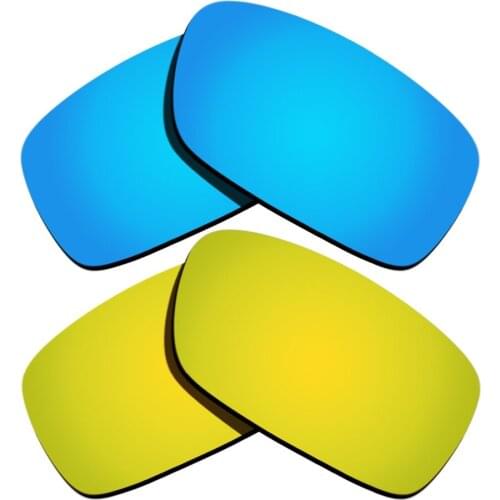 Ice Blue Mirrored & 24K Gold Mirrored Polarized Replacement Lenses for Crankcase Frame 100% UVA & UVB