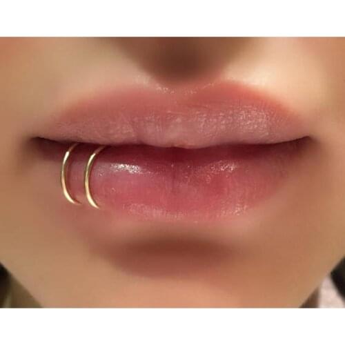 925 Silver Lip Ring Handmade Gold Filled Jewelry Punk Cuff Body Jewelry Fake Piercing Lip Ring Boho Women Jewelry