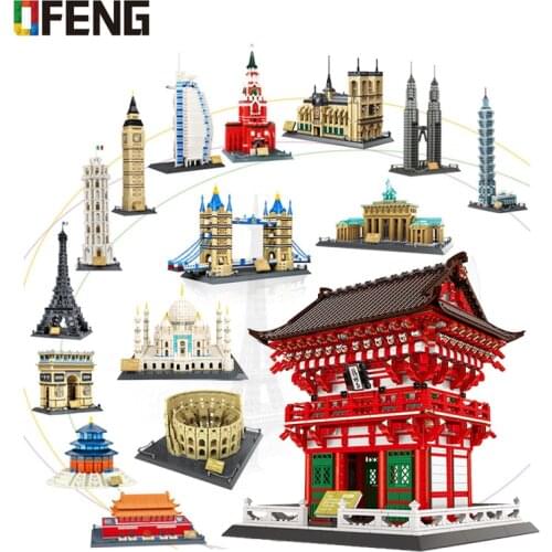 WanGe city 2019 compatible Architecture Taj Mahal London Paris town bridge building blocks children assemble bricks toys