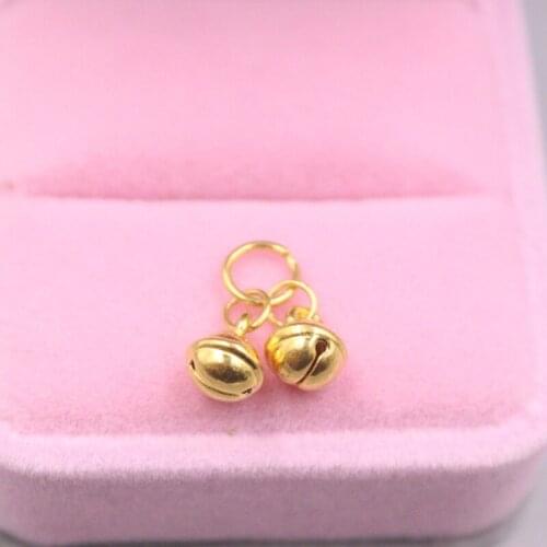 Fine Pure 999 24K Yellow Gold 3D Double Bell Pendant Men Women DIY Lucky Gift 0.9g / 5.5mm