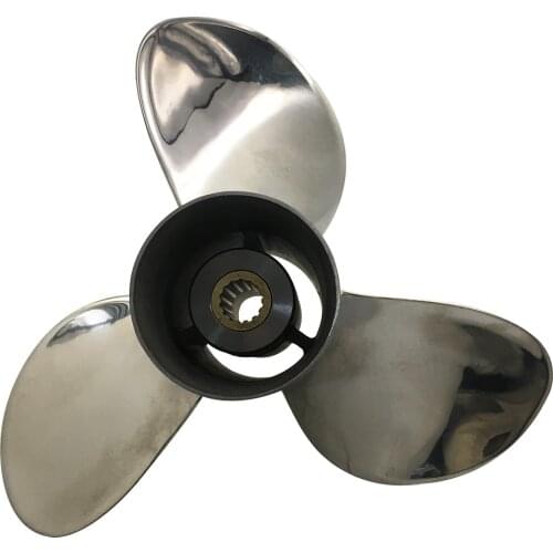 Boat Propeller 9.25x9 for Tohatsu 9.9HP-15HP 3 Blades Stainless Steel Prop SS 14 Tooth RH OEM NO: 3BAB64518-1 9.25x9