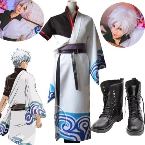Anime Gintama Cosplay Costume Hallween fancy Dress Adults Sakata Gintoki Cosplay Costumes full set for Carnival Purim party suit